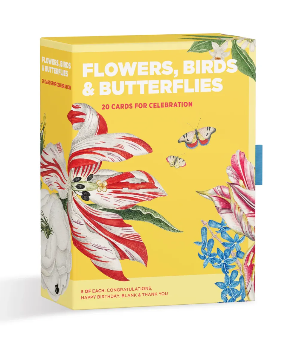 Pomegranate Flowers, Birds, & Butterflies Celebrations Boxed Notecards- Boxed Cards