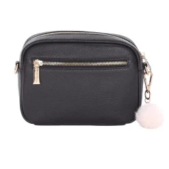 Pom Pom London Black Leather & Faux Fleece Original Bag- Pom Pom London