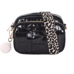 Pom Pom London Black Patent Croc Original Bag- Pom Pom London