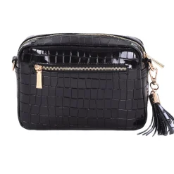 Pom Pom London Black Patent Croc City Bag- Pom Pom London