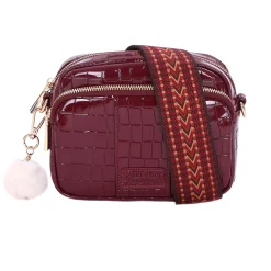 Pom Pom London Claret Patent Croc Original Bag- Pom Pom London