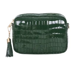 Pom Pom London Clover Green Patent Croc City Bag- Pom Pom London