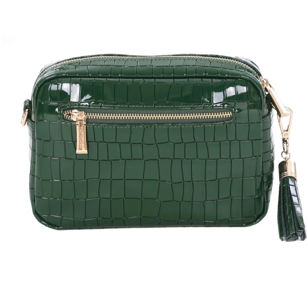Pom Pom London Clover Green Patent Croc City Bag- Pom Pom London