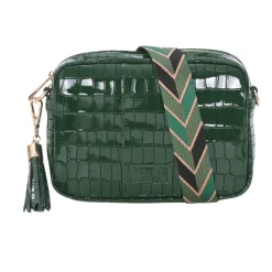 Pom Pom London Clover Green Patent Croc City Bag- Pom Pom London