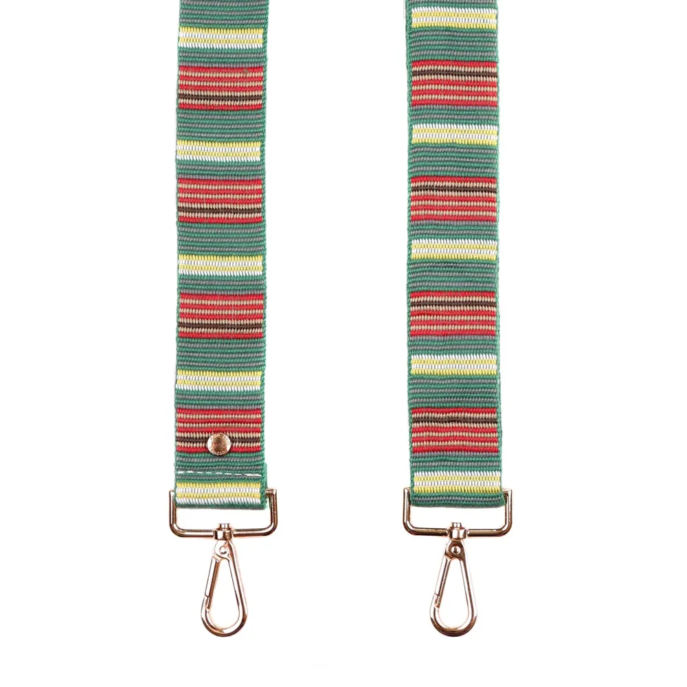 Pom Pom London Green Multi Stripe Strap- Pom Pom London