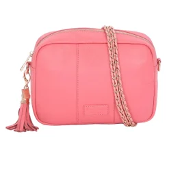 Pom Pom London Light Coral Pink Weave Gold Chain Strap- Pom Pom London
