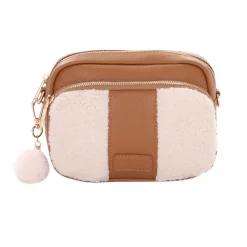 Pom Pom London Maple Leather & Faux Fleece Original Bag- Pom Pom London