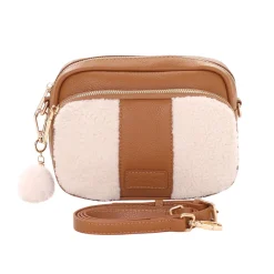 Pom Pom London Maple Leather & Faux Fleece Original Bag- Pom Pom London