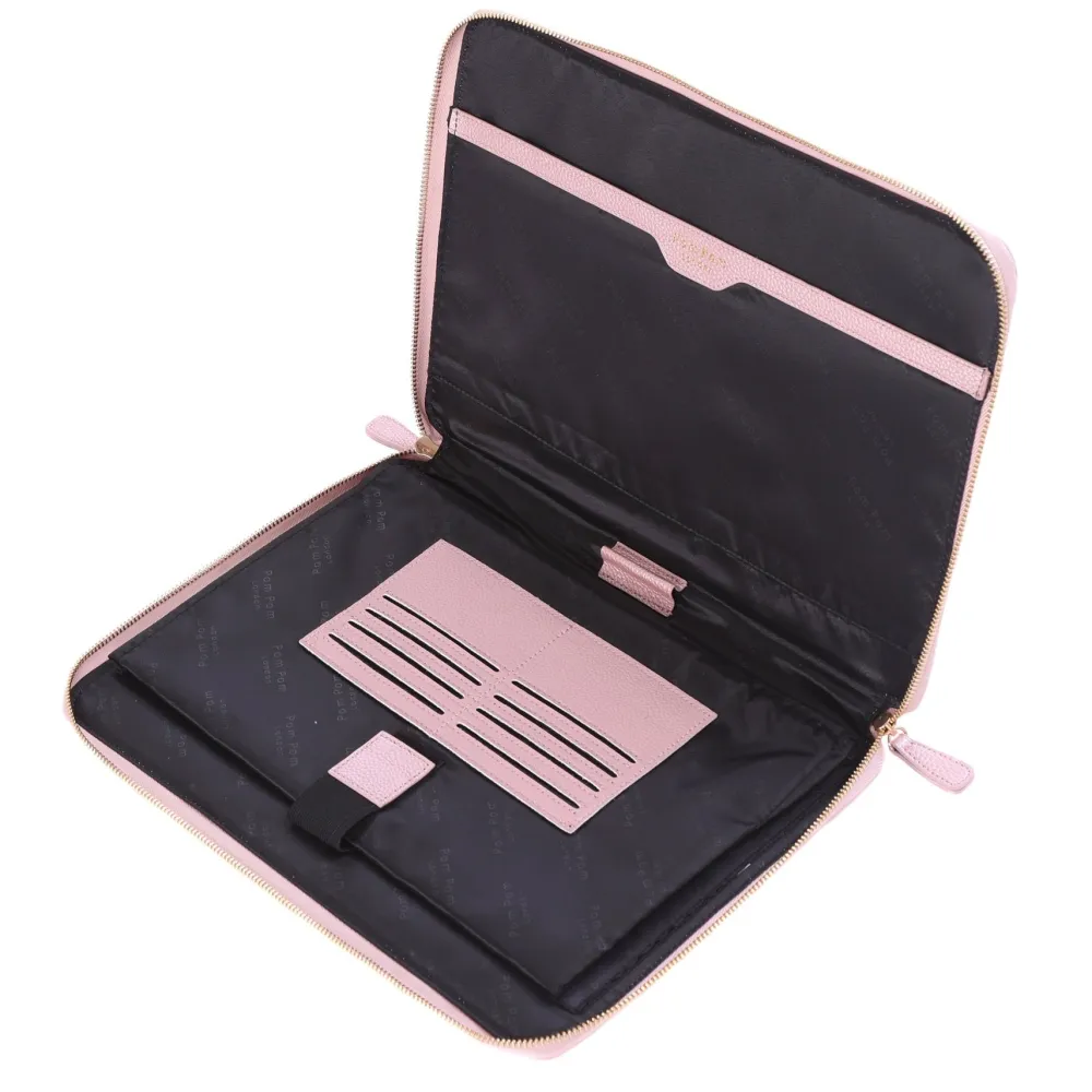 Pom Pom London Metallic Pale Pink Laptop Sleeve- Pom Pom London