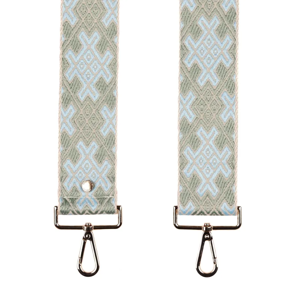 Pom Pom London Mint & Blue Cross Stitch Strap- Pom Pom London