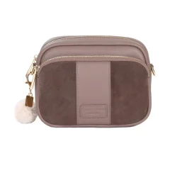 Pom Pom London Mocha Suede & Leather Original Bag- Pom Pom London