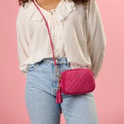 Pom Pom London Pink Quilted Velvet City MINI Bag- Pom Pom London