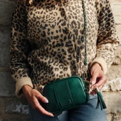 Pom Pom London Strap Gold Chain Madeira Green Weave- Pom Pom London