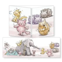 Pool Slide & Dry Tri-fold Greeting Card- Greeting Cards