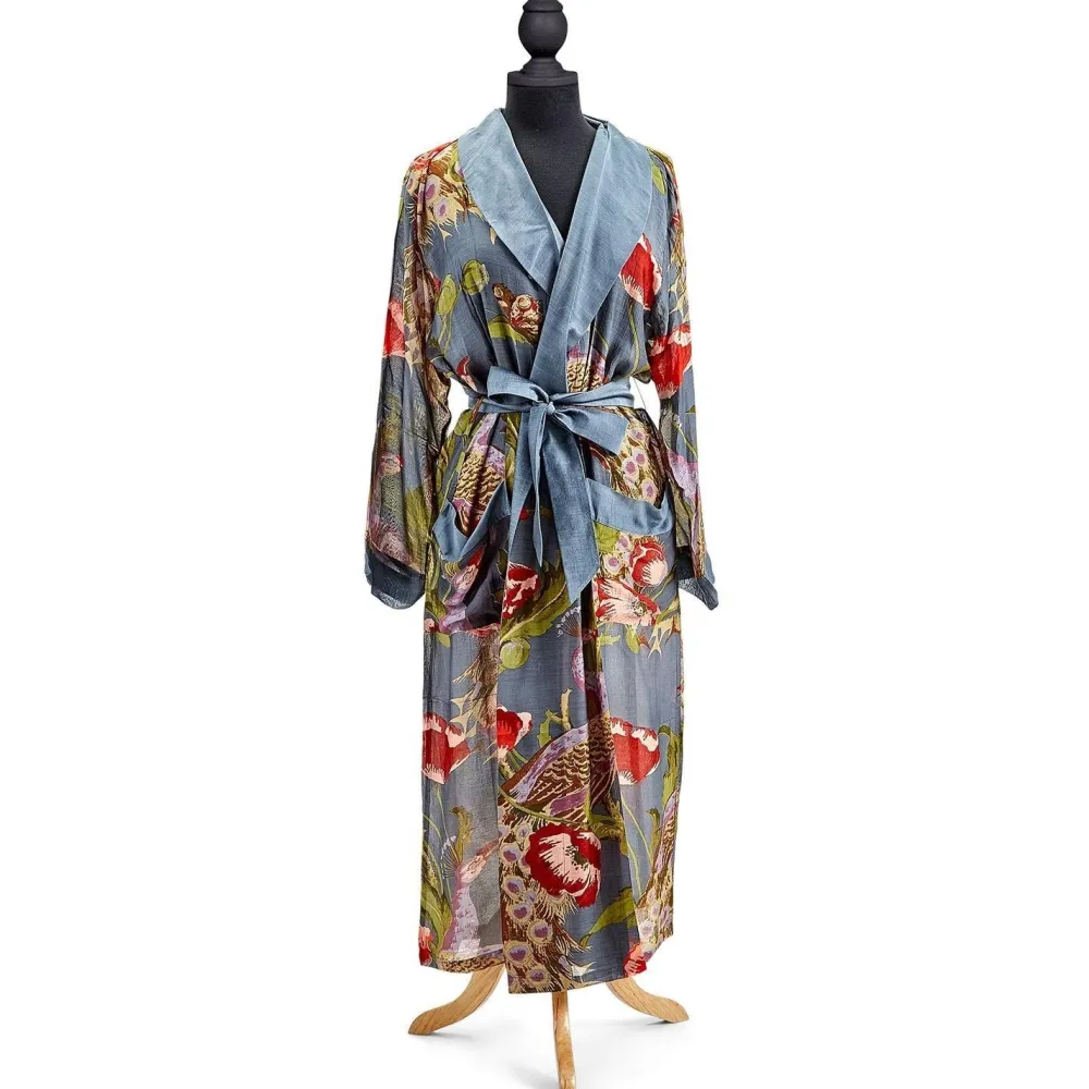 Poppies & Peacocks Robe- Robes, Nightgowns & Dresses