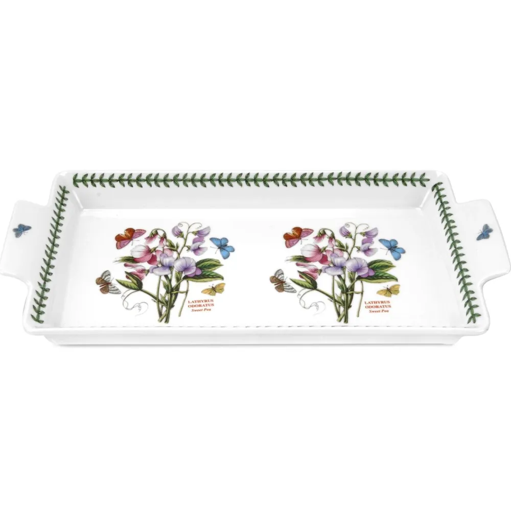 Portmeirion Botanic Garden Handled Sandwich Tray (Sweet Pea)- Tea Trays|Serving Plates