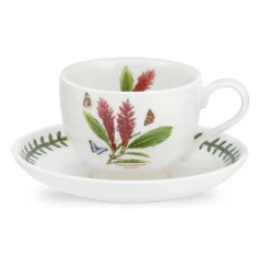 Portmeirion Exotic Botanic Garden Teacup & Saucer, Red Ginger- Teacups & Saucers