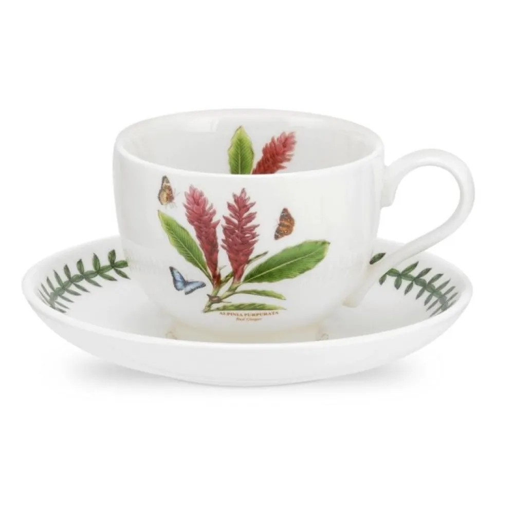 Portmeirion Exotic Botanic Garden Teacup & Saucer, Red Ginger- Teacups & Saucers