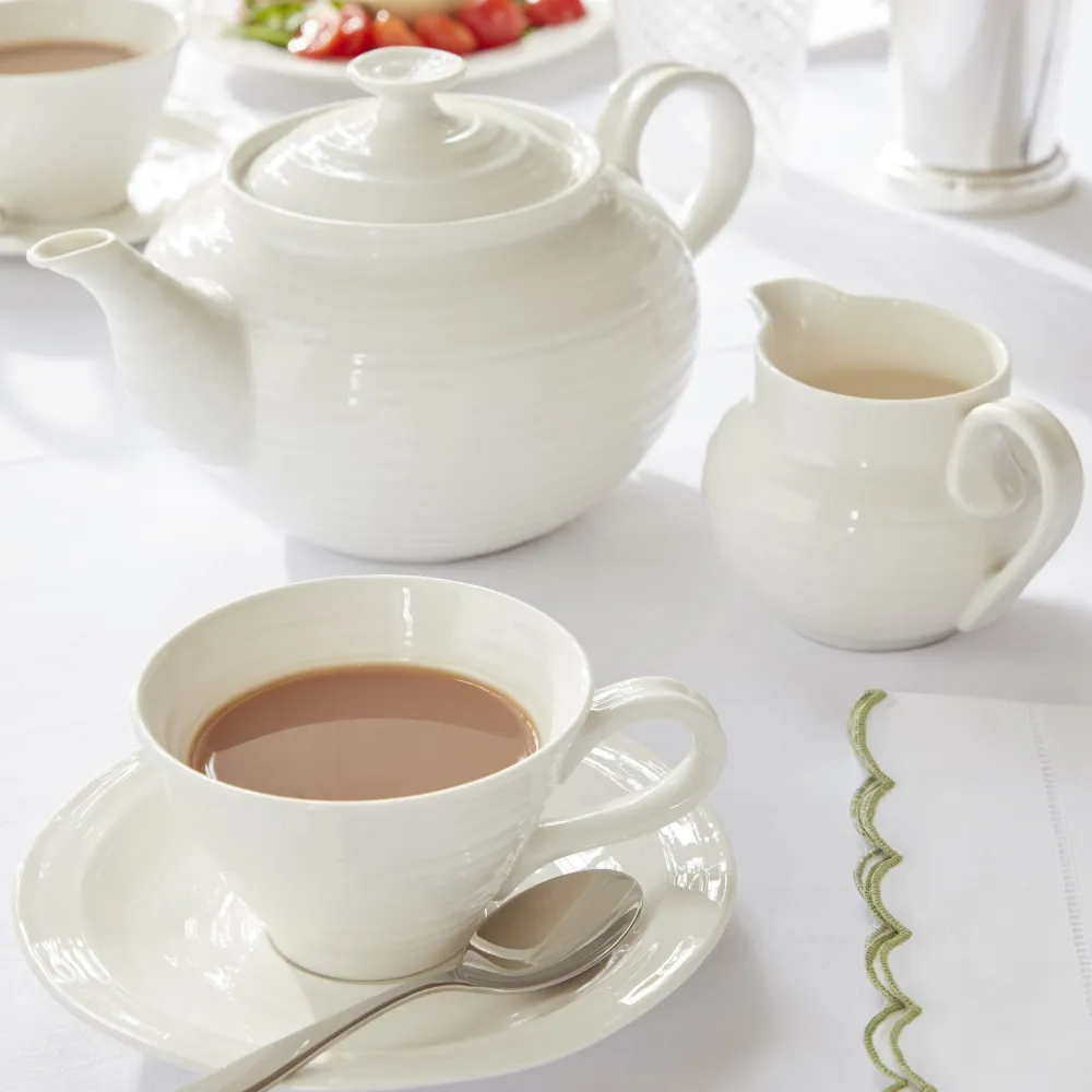 Portmeirion Sophie Conran White Teacup & Saucer- Teacups & Saucers