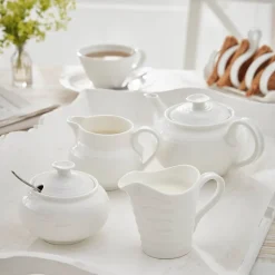 Portmeirion Sophie Conran White Covered Sugar Bowl- Creamers & Sugar Bowls