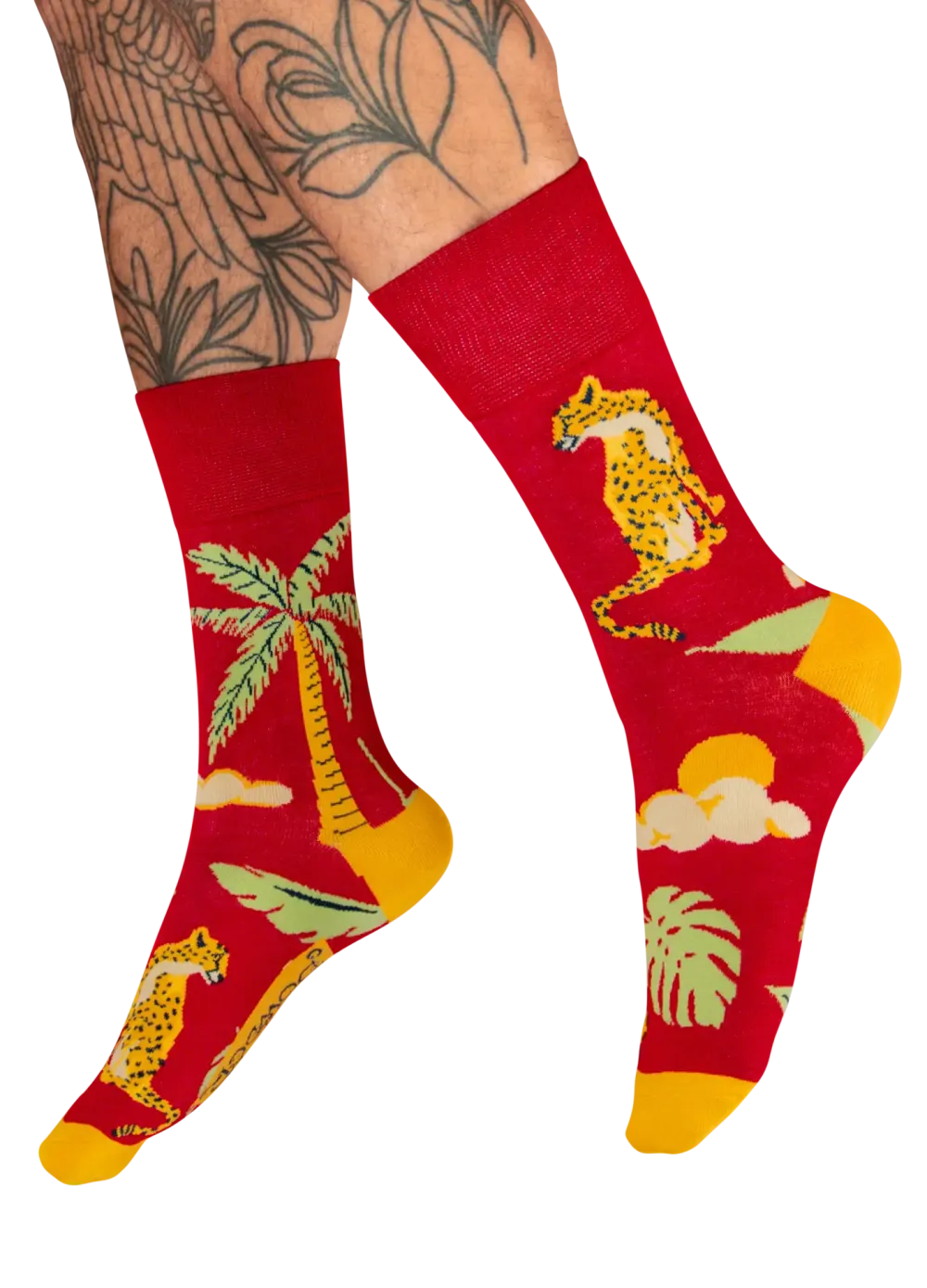 Powder UK Chilled Cheetah in Raspberry Red Socks- Socks