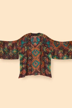 Powder UK Chocolate Ikat Kimono Jacket- Robes, Nightgowns & Dresses