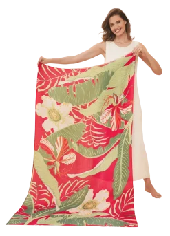 Powder UK Delicate Tropical Dark Rose Print Scarf- Scarves & Wraps