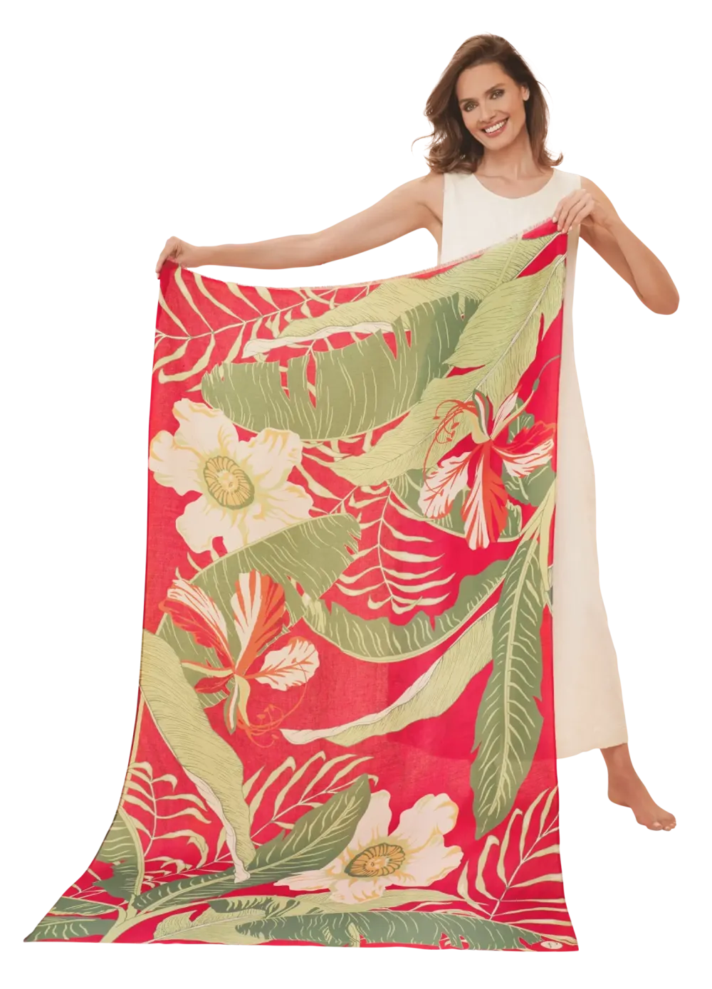 Powder UK Delicate Tropical Dark Rose Print Scarf- Scarves & Wraps