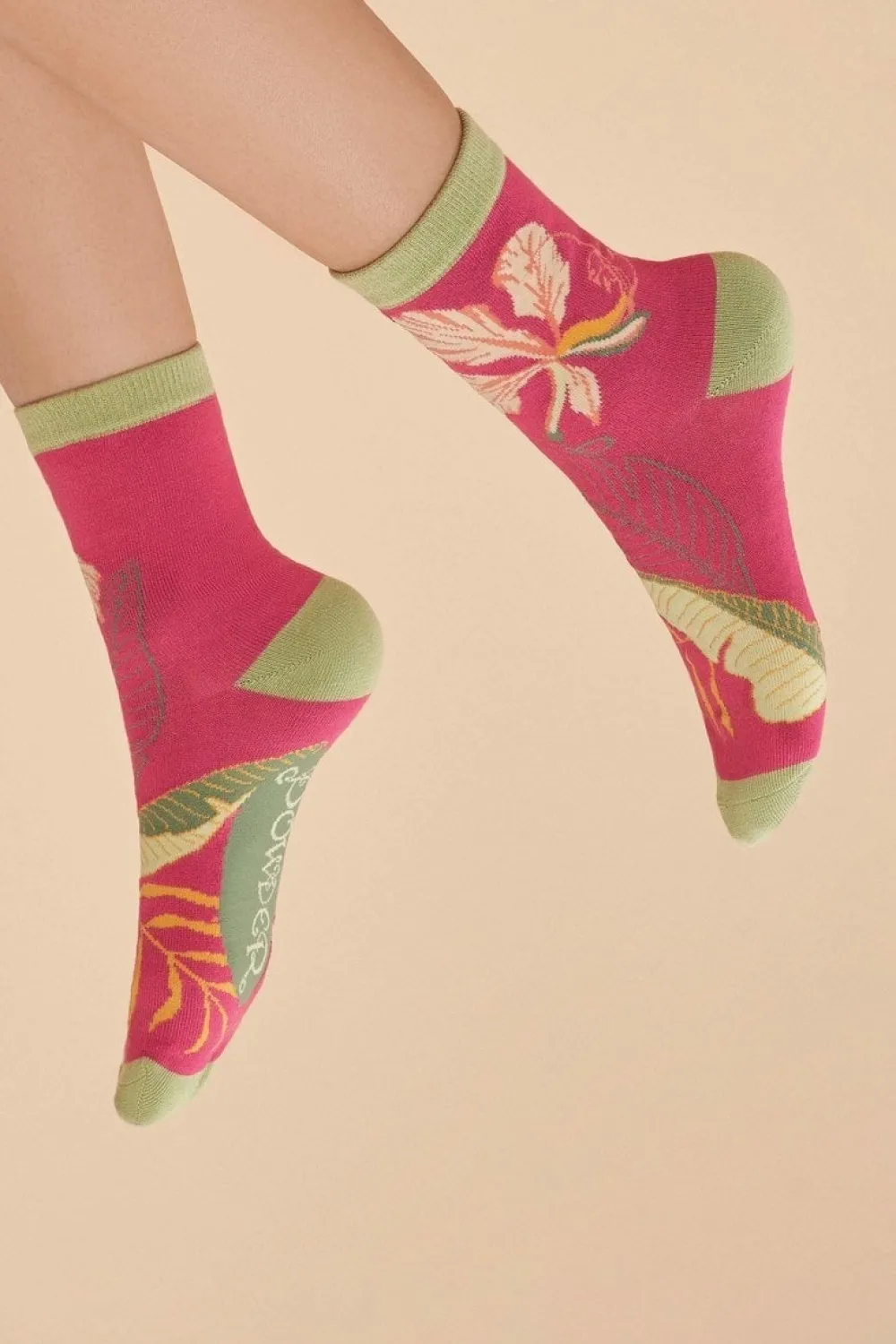 Powder UK Delicate Tropical Women's Ankle Socks (Dark Rose)- Socks