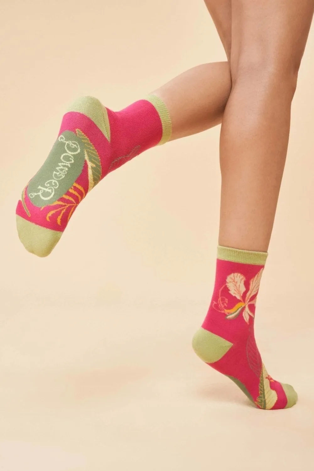 Powder UK Delicate Tropical Women's Ankle Socks (Dark Rose)- Socks