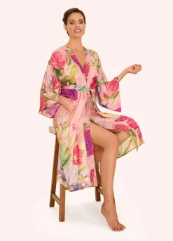 Powder UK Floral Study Petal Pink Kimono Gown- Robes, Nightgowns & Dresses