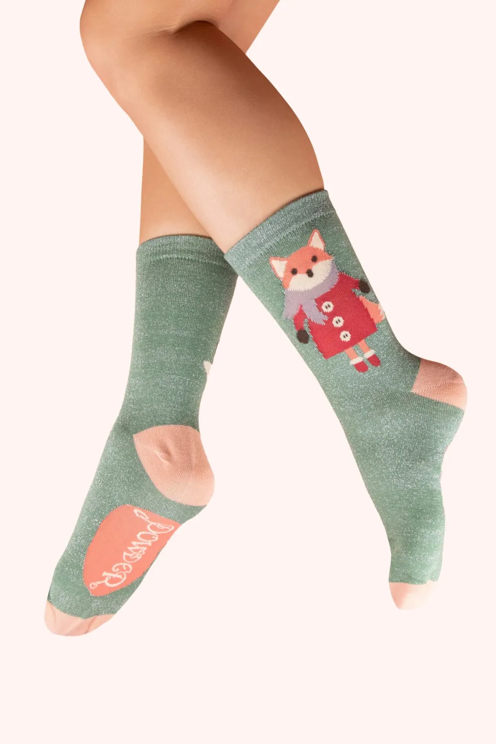 Powder UK Glitter Cosy Fox Ankle Socks- Socks