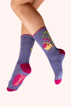 Powder UK Glitter Robin Red Breast Ankle Socks- Socks