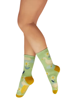 Powder UK Happy Geese Mint Green Ladies Ankle Sock- Socks