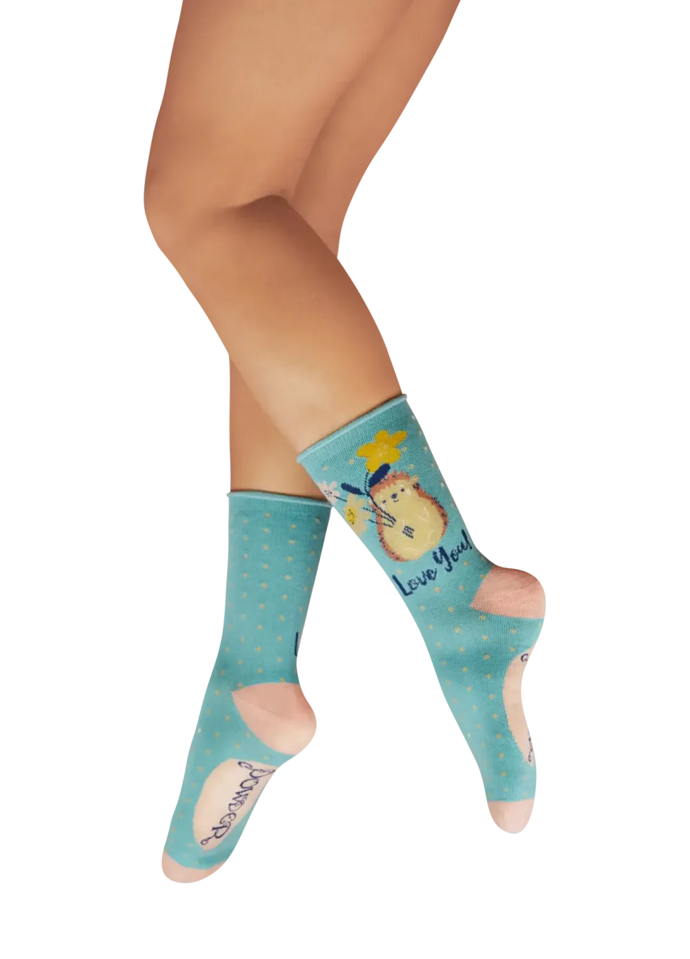 Powder UK Hedgehog Sharing Love Aqua Ankle Sock- Socks