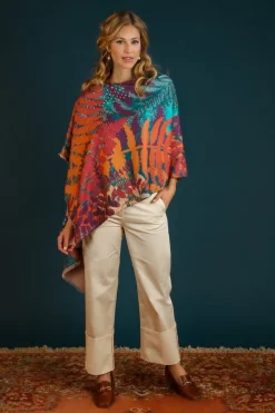 Powder UK Luxurious Teal Forest Foliage Scarf- Scarves & Wraps