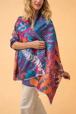 Powder UK Luxurious Teal Forest Foliage Scarf- Scarves & Wraps