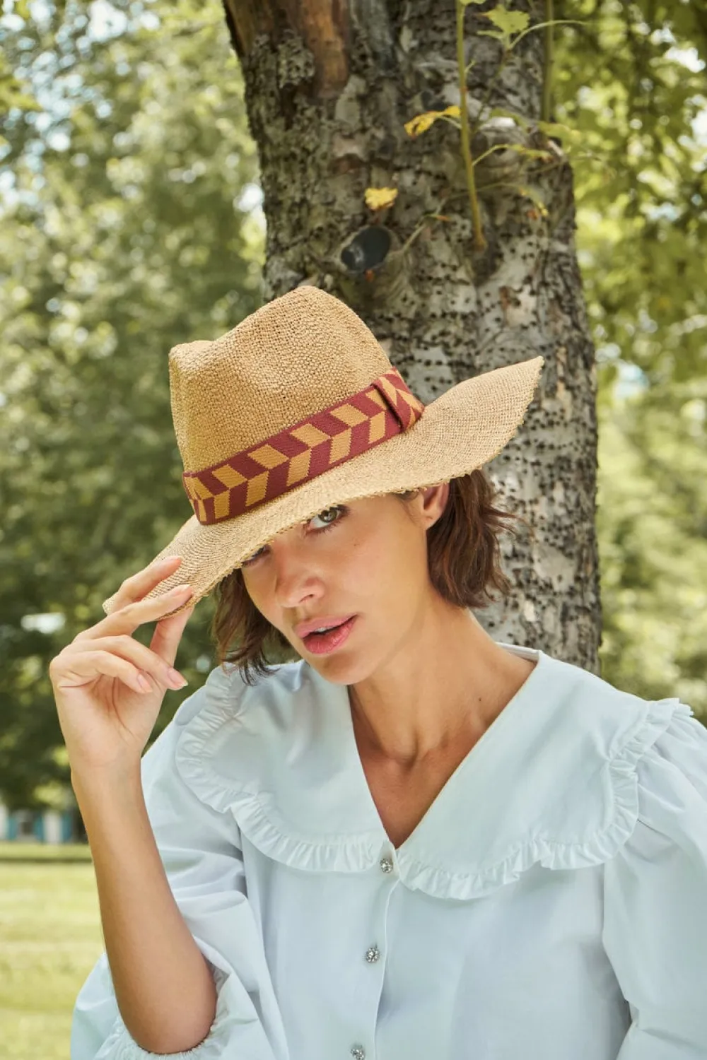 Powder UK Natasha Hat Chevron Band (Teracotta)- Hats