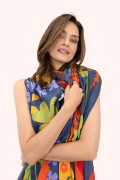 Powder UK Nordic Meadow Blue Print Scarf- Scarves & Wraps