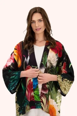 Powder UK Opulant Florals, Chocolate Mid-Length Kimono- Robes, Nightgowns & Dresses