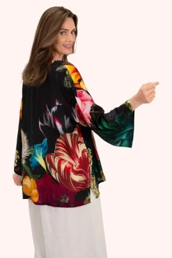 Powder UK Opulant Florals, Chocolate Mid-Length Kimono- Robes, Nightgowns & Dresses