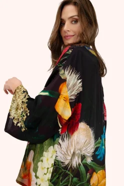 Powder UK Opulant Florals, Chocolate Mid-Length Kimono- Robes, Nightgowns & Dresses