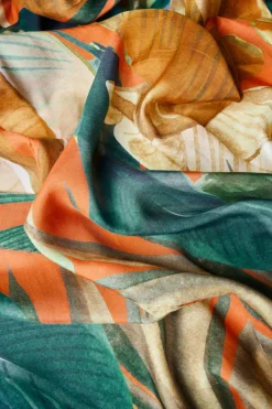 Powder UK Painted Palms Tangerine Kimono Gown- Robes, Nightgowns & Dresses