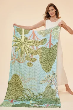 Powder UK Secret Paradise Aqua Print Scarf- Scarves & Wraps