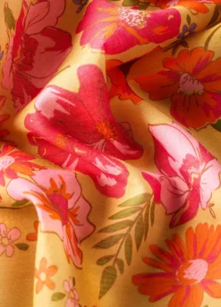 Powder UK Sketched Florals Mustard Cotton Bandana- Handkerchiefs|Scarves & Wraps
