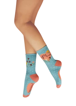 Powder UK Special Mum Denim Blue Ankle Sock- Socks