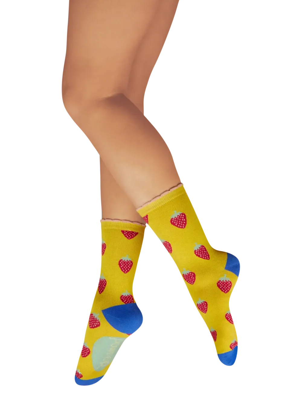 Powder UK Succulent Strawberries Mustard Yellow Ankle Sock- Socks