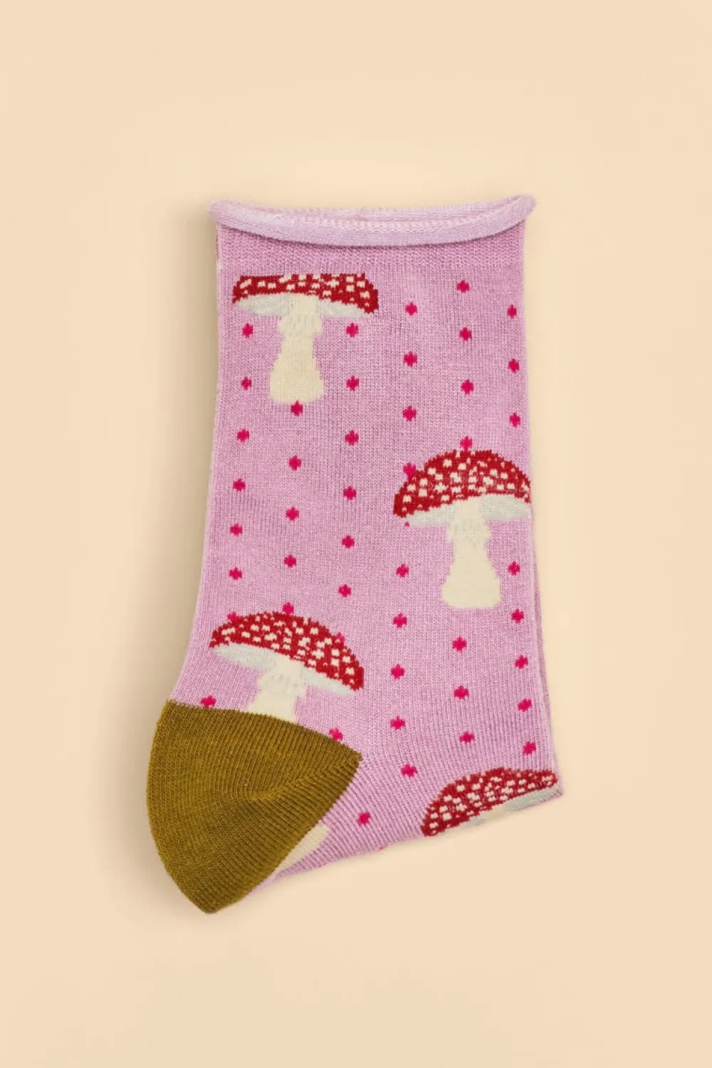 Powder UK Tiny Toadstools Ankle Socks (Rose)- Socks