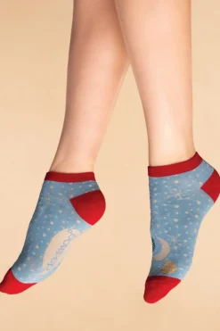 Powder UK Winters Night Women's Trainer Socks (Pale Blue)- Socks