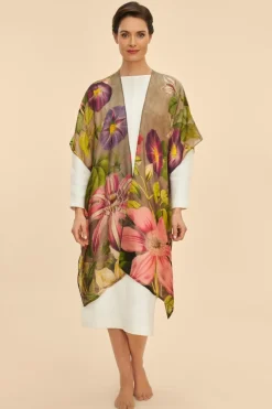Powder UK Wool Wraparound Oversized Botanicals (Slate)- Scarves & Wraps